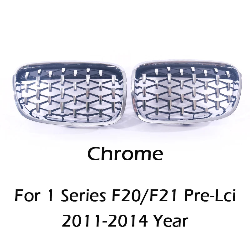 Front Bumper Star Grille Chrome Black Diamond Grill For BMW 1 Series F20 F21 Pre-Facelift  2011-2014 116i 118i 120i Accessories