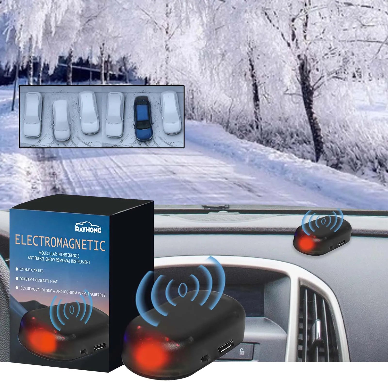 Car Solar Electromagnetic Molecular Interference Antifreeze Device Snow Removal Instrument Windshield Deicer Defog Winter