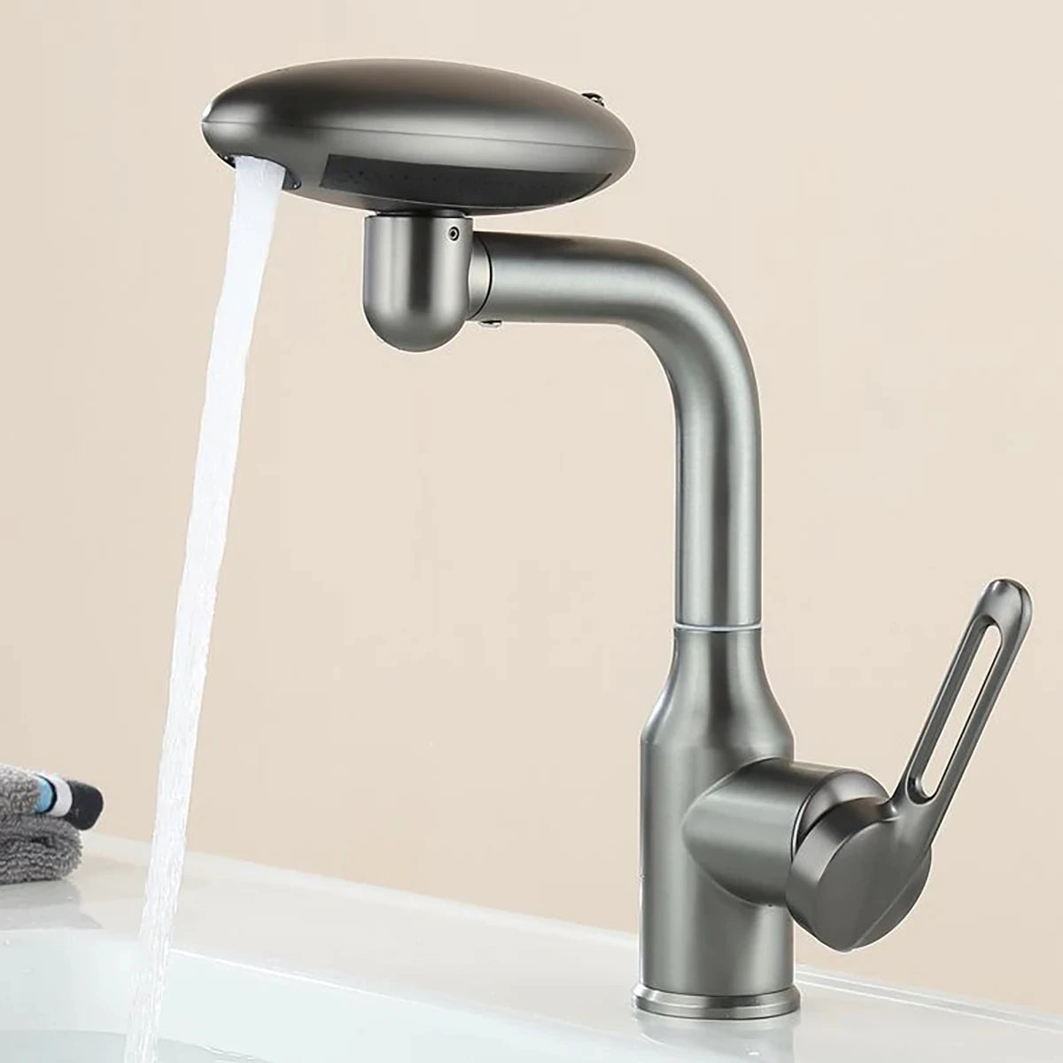 Multi Functional Waterfall Basin Faucet 4 Water Outlet Mode Spray Faucet 360°Rotation,Hot Cold Water Sink Mixer Tap For Bathroom
