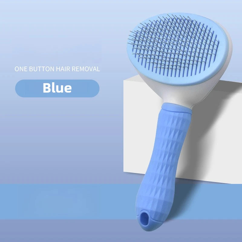Pet hair removal comb self-cleaning cat grooming supplies cat anti-slip handle slicker brush dog cat hair removal accessories