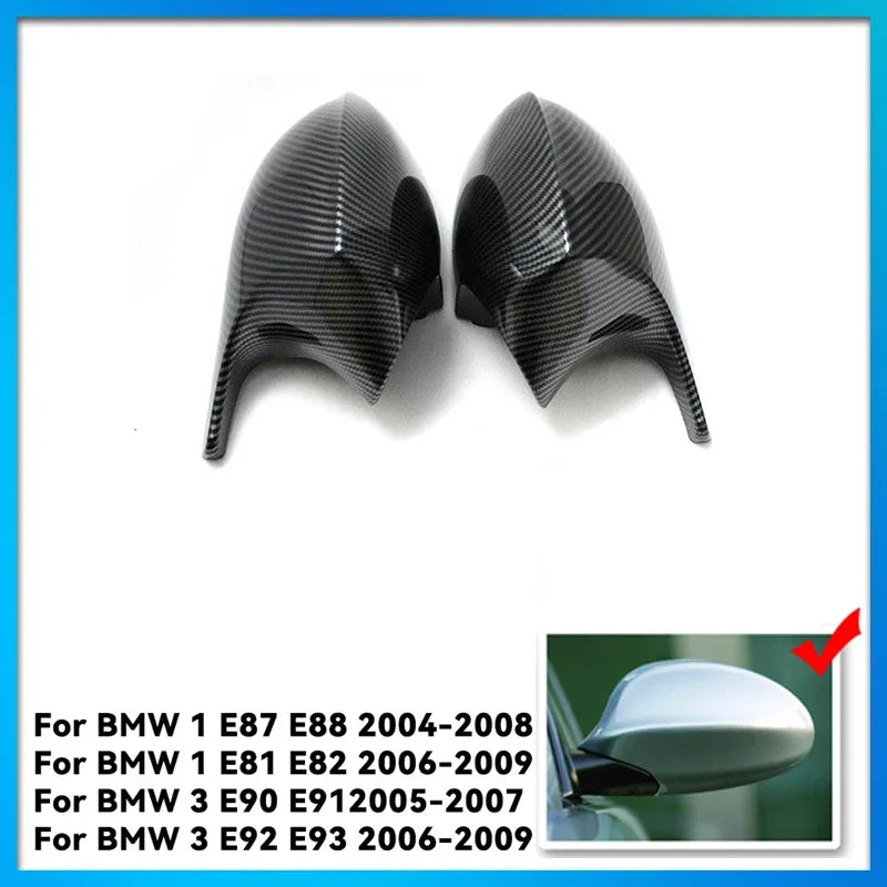 Rearview Mirror Covers for Bmw 1 3 Series E90 E91 E92 E93 E80 E81 E87 E88 Rear-View Carbon Fiber Gloss Black