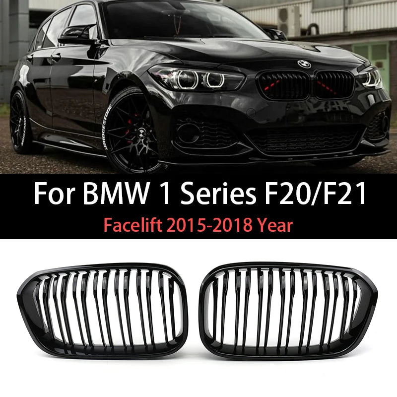 Front Bumper Racing Radiator Mesh Grill For BMW 1 Series F20 F21 Facelift 2015-2019 Year Gloss Matte Black M Color Carbon Print