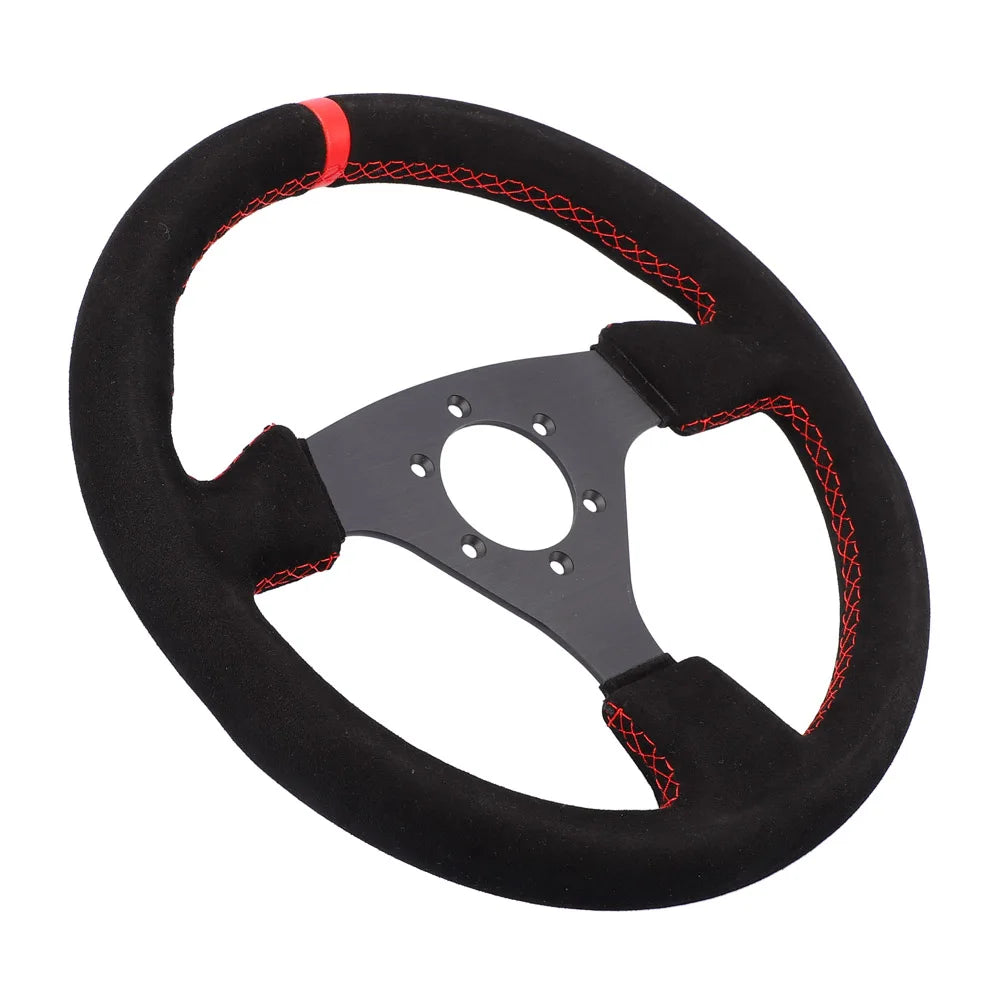 13'' Racing Steering Wheel 330mm - Universal Flat Design, Aluminum+PVC for Drift, Real Car, PC Simulator, Cockpit Gaming