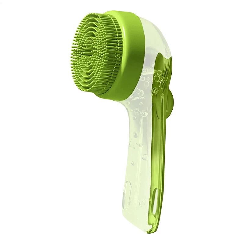 Pet Bathing Brush Long Handle Soft Silicone Shower Clean Tools Grooming Scrubber with Shampoo Dispenser Bath Brush for Dog & Cat
