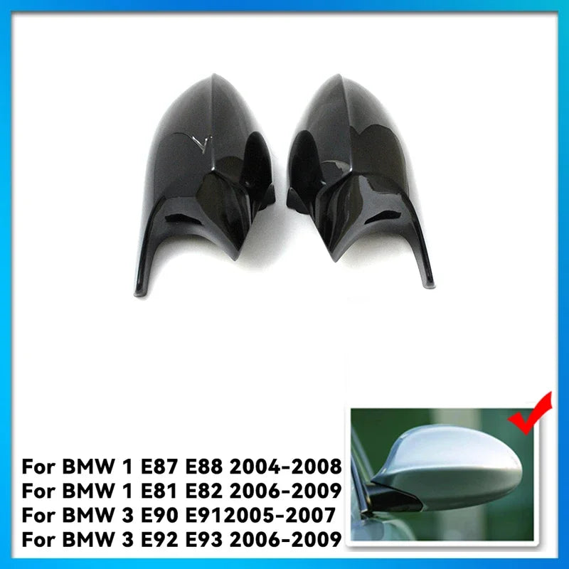 Rearview Mirror Covers for Bmw 1 3 Series E90 E91 E92 E93 E80 E81 E87 E88 Rear-View Carbon Fiber Gloss Black