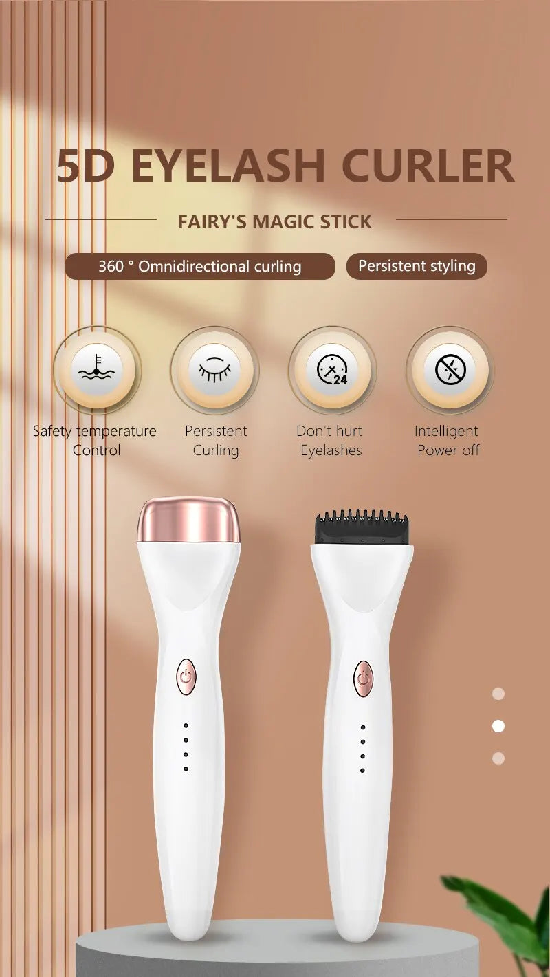 5D Electric Heated Eyelash Curler Premium Effective Heating Eyelash Curler USB Rechargeable Eyelash Ironer Long-lasting Curler