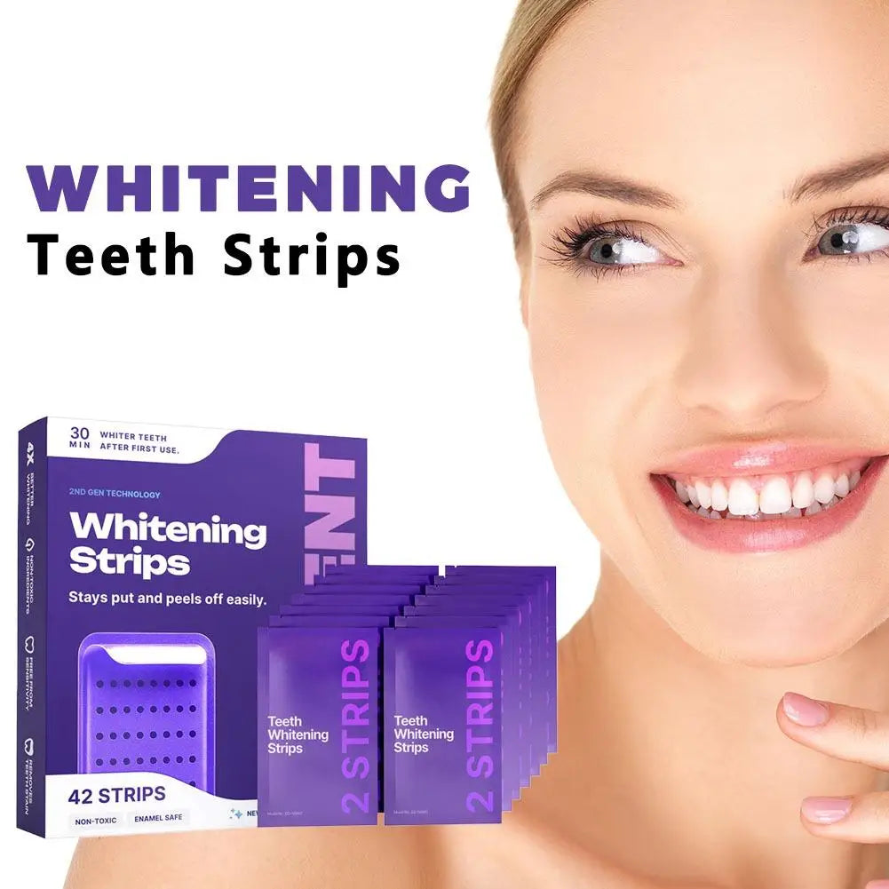 5D Teeth Whitening Strip 30 Min Whiter Strips for Removing Smoking Coffee Stain, Effective Home Use Tooth Whitening 42 Pack