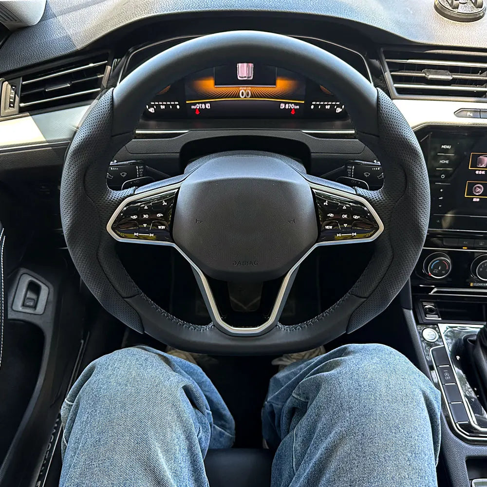2PCS Universal Round Car Steering Wheel Cover Winter Fur Warm Carbon Fiber Leather Anti-slip Protective Case luxury Accessories