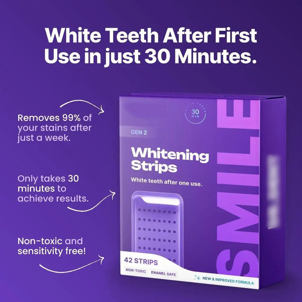 5D Teeth Whitening Strip 30 Min Whiter Strips for Removing Smoking Coffee Stain, Effective Home Use Tooth Whitening 42 Pack