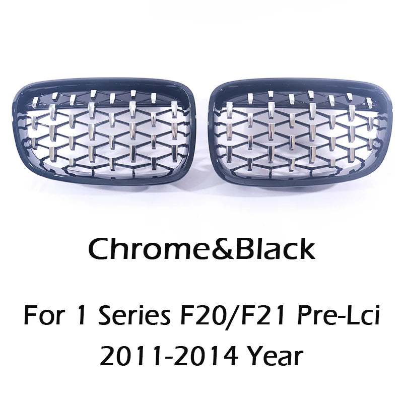 Front Bumper Star Grille Chrome Black Diamond Grill For BMW 1 Series F20 F21 Pre-Facelift  2011-2014 116i 118i 120i Accessories