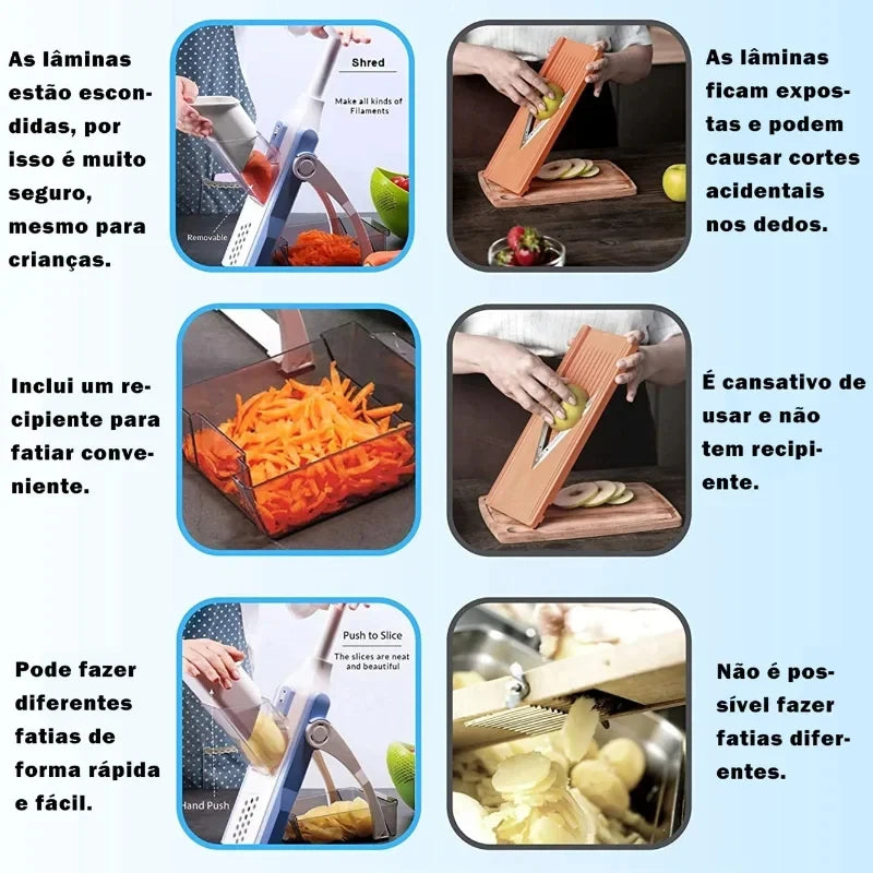 5 In 1 Vegetable Cutter Strip Cutter Adjustable Thickness Multi-Function Vegetable Cutter Safe Kitchen Accessories Gadget