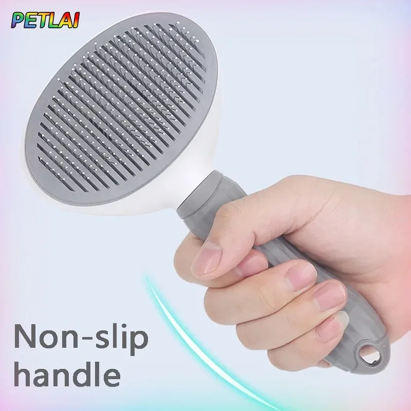 Pet hair removal comb self-cleaning cat grooming supplies cat anti-slip handle slicker brush dog cat hair removal accessories