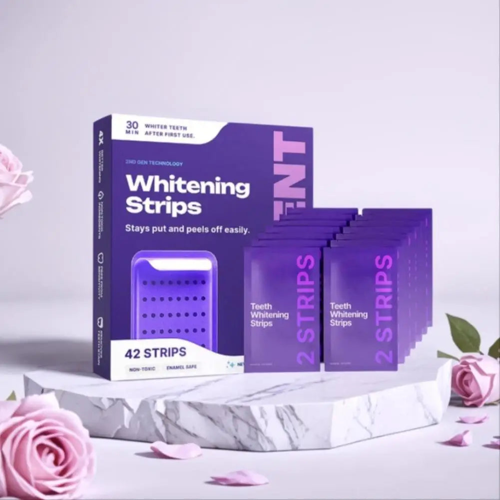 5D Teeth Whitening Strip 30 Min Whiter Strips for Removing Smoking Coffee Stain, Effective Home Use Tooth Whitening 42 Pack