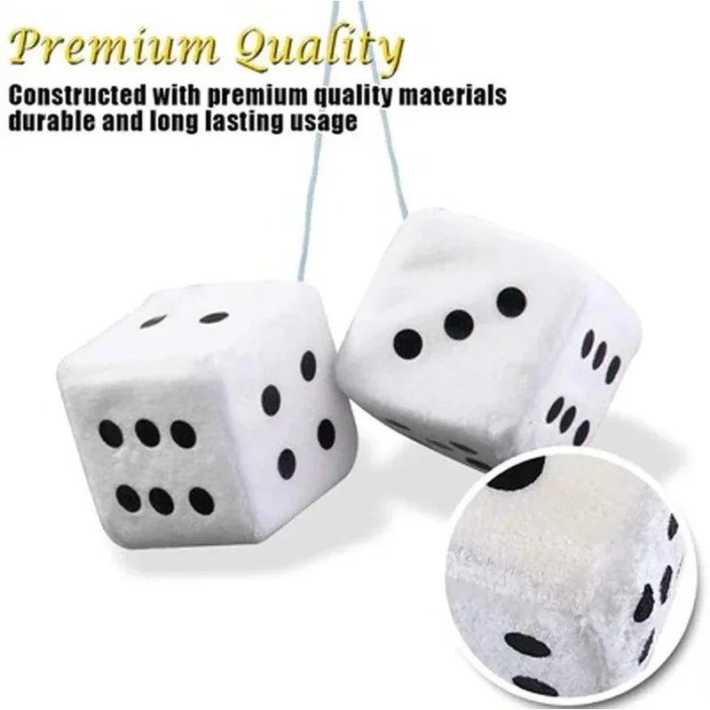 2PCS Auto sSoft Fuzzy Dice Dots Rear View Mirror Hanger Decoration Car Styling Interior Accessorie 6 Colors