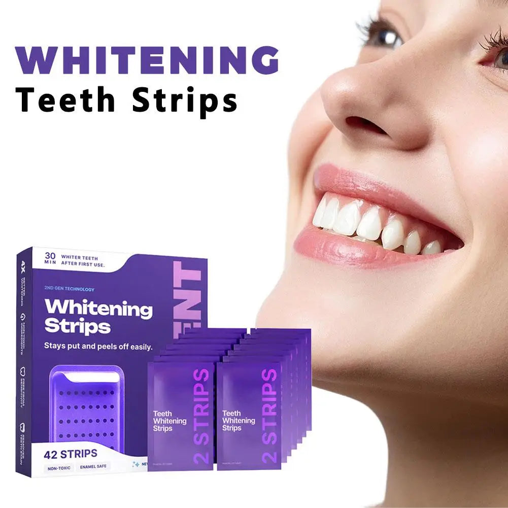 5D Teeth Whitening Strip 30 Min Whiter Strips for Removing Smoking Coffee Stain, Effective Home Use Tooth Whitening 42 Pack