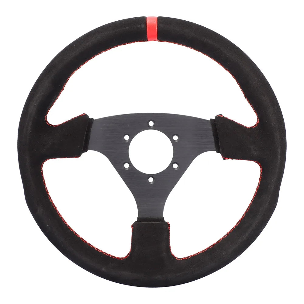 13'' Racing Steering Wheel 330mm - Universal Flat Design, Aluminum+PVC for Drift, Real Car, PC Simulator, Cockpit Gaming