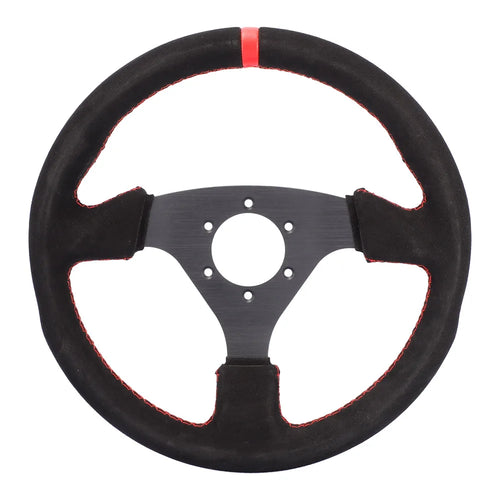 13'' Racing Steering Wheel 330mm - Universal Flat Design, Aluminum+PVC for Drift, Real Car, PC Simulator, Cockpit Gaming