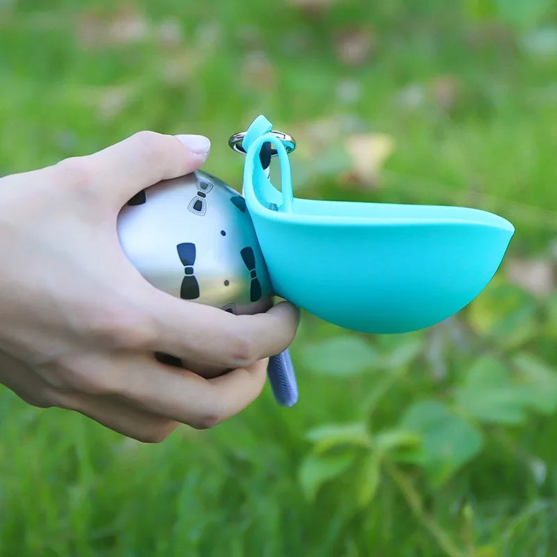 Small Dog Water Bottle 285ML Stainless Steel Convenient Dog Drink Dispenser Puppy Travel Portable Water Bowl