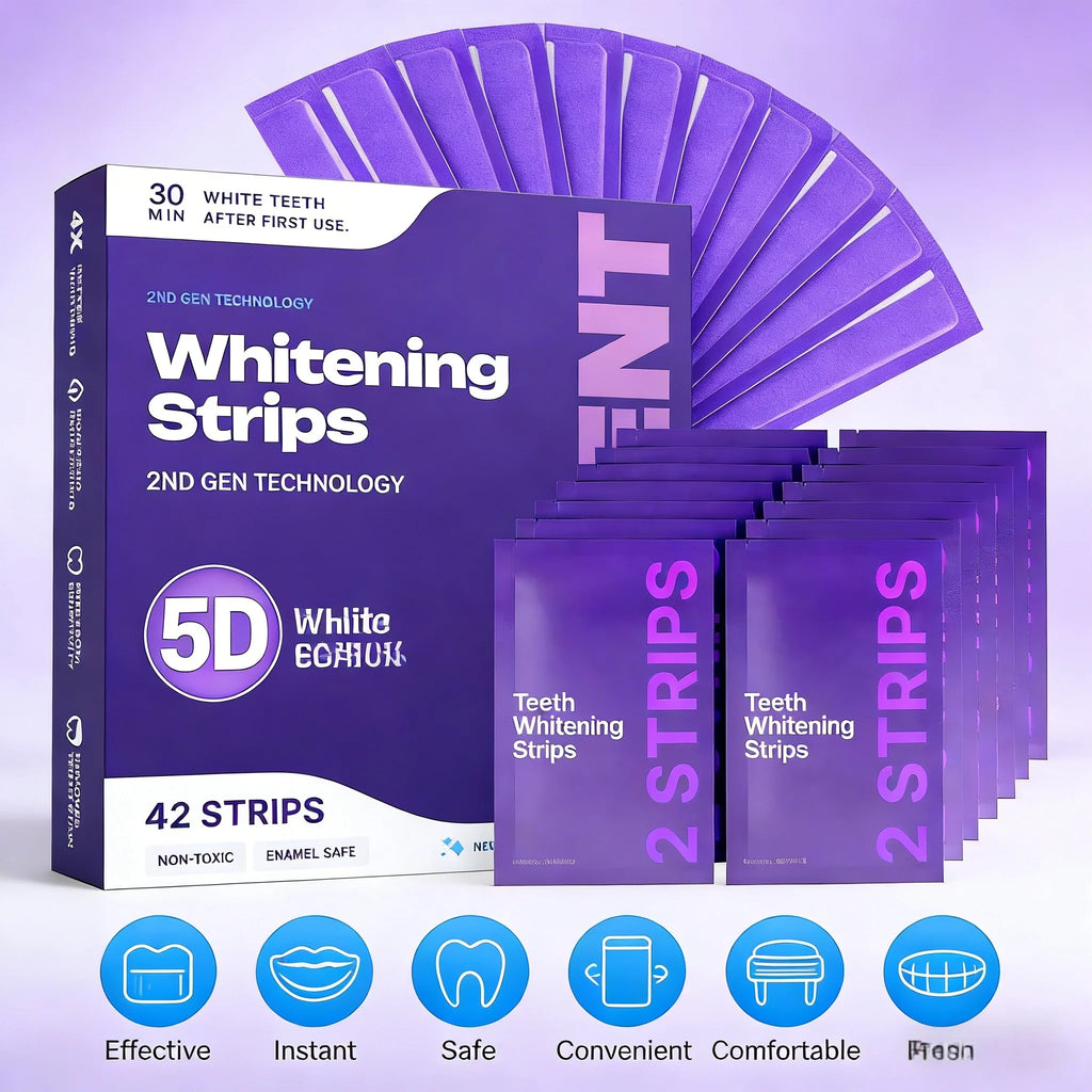 5D Teeth Whitening Strip 30 Min Whiter Strips for Removing Smoking Coffee Stain, Effective Home Use Tooth Whitening 42 Pack