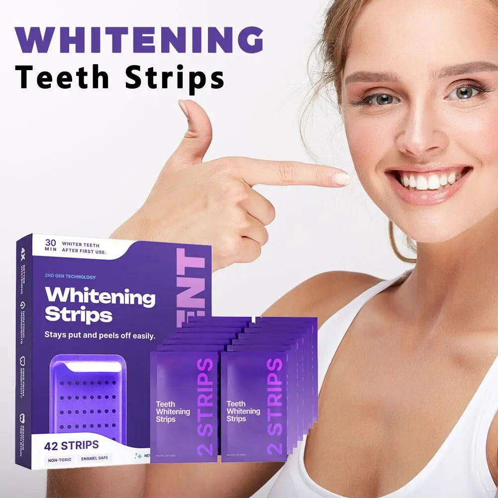 5D Teeth Whitening Strip 30 Min Whiter Strips for Removing Smoking Coffee Stain, Effective Home Use Tooth Whitening 42 Pack