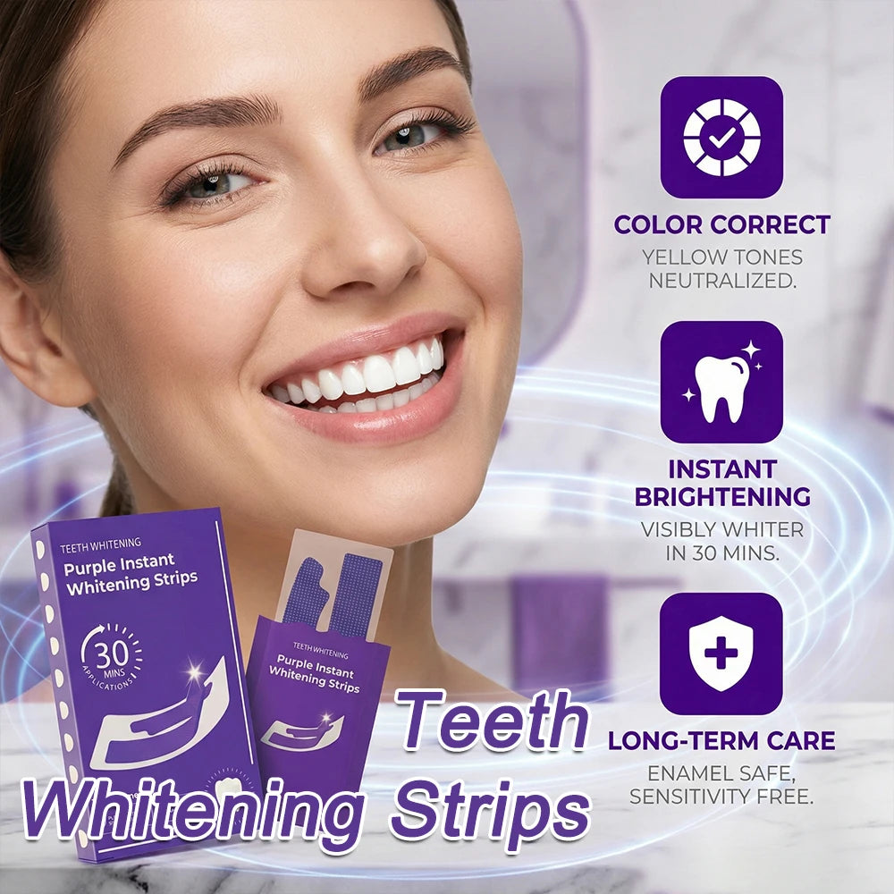 Purple Teeth Whitening Strip No Sensitive Teeth Bleaching Strip Colour Corrector Instant Teeth Clean Strip,At-Home Teeth Whiter