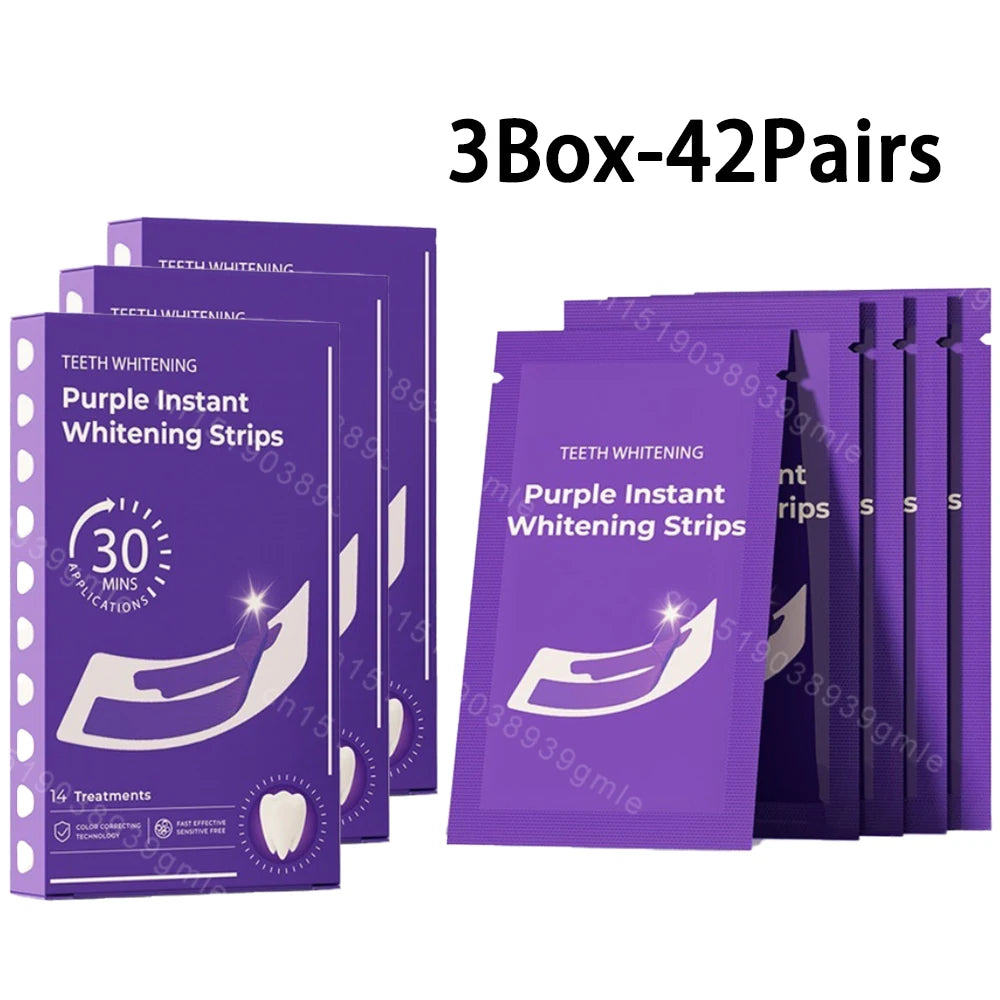 Purple Teeth Whitening Strip No Sensitive Teeth Bleaching Strip Colour Corrector Instant Teeth Clean Strip,At-Home Teeth Whiter