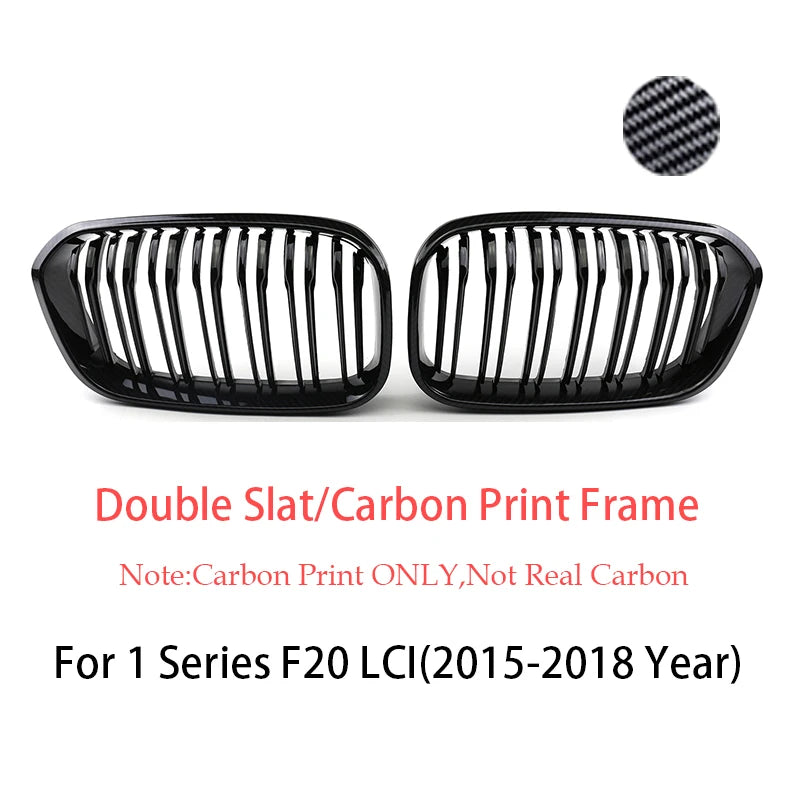Front Bumper Racing Radiator Mesh Grill For BMW 1 Series F20 F21 Facelift 2015-2019 Year Gloss Matte Black M Color Carbon Print